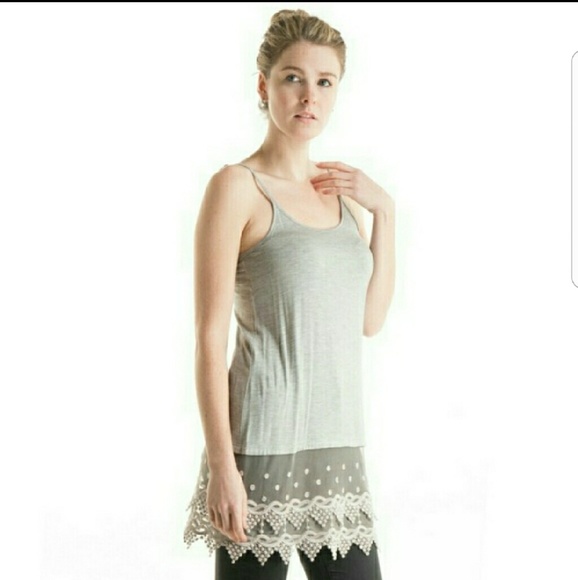 Heather gray lace trimmed camisole extender - Picture 2 of 4